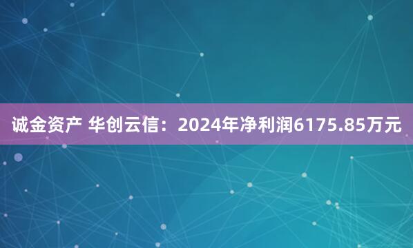 诚金资产 华创云信：2024年净利润6175.85万元