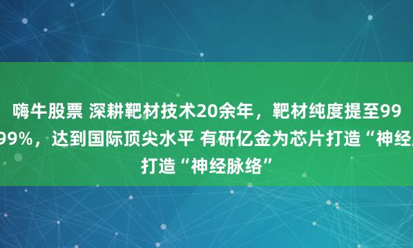 嗨牛股票 深耕靶材技术20余年，靶材纯度提至99.99999%，达到国际顶尖水平 有研亿金为芯片打造“神经脉络”